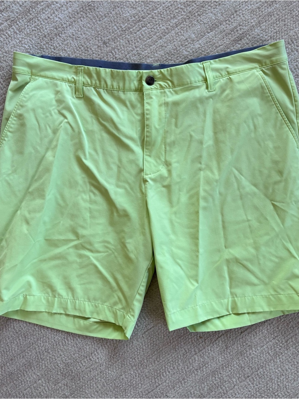 adidas Neon Lime Golf Athletic Shorts with Gray Waistband